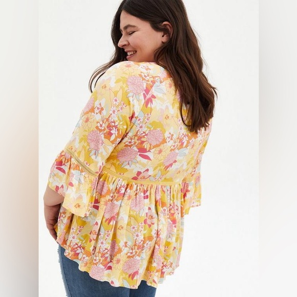 SOLD SOLD SOLD Torrid - Rayon Embroidered Bell Sleeve Top - Picture 2 of 4